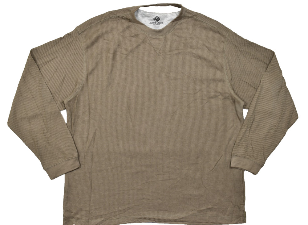 Alpine Lakes Men’s XX-Large Brown Waffle Knit Performance Long Sleeve Tee Shirt