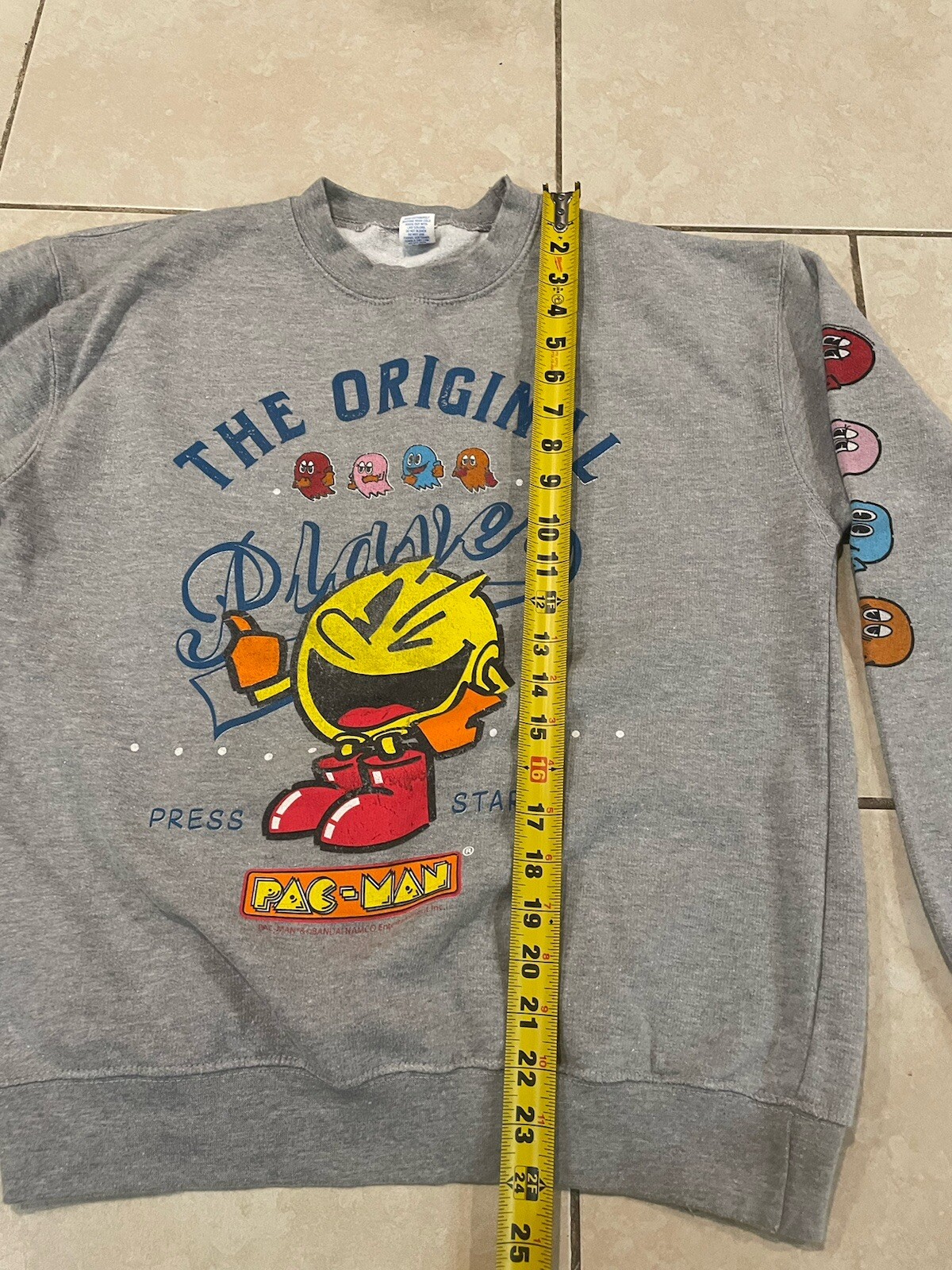 Brisco Brands PACMAN Original Player Sweater Gray Size Medium VGC Arcade Games gallery