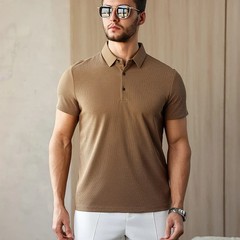 Men’s Breathable Solid Color Polo Shirt Summer Casual Business Top Tee Gift