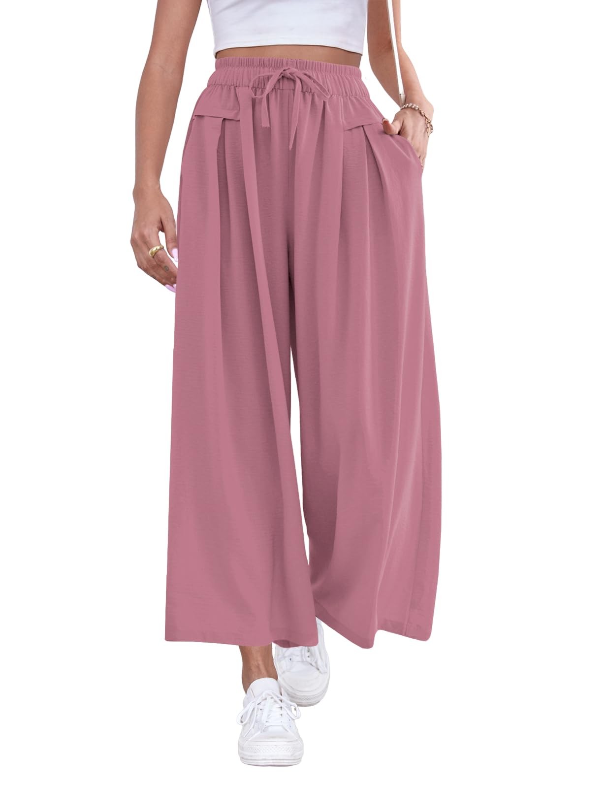 Wide Leg Palazzo Pants for Women Summer Beach Pants Flowy Loose Casual Lounge…