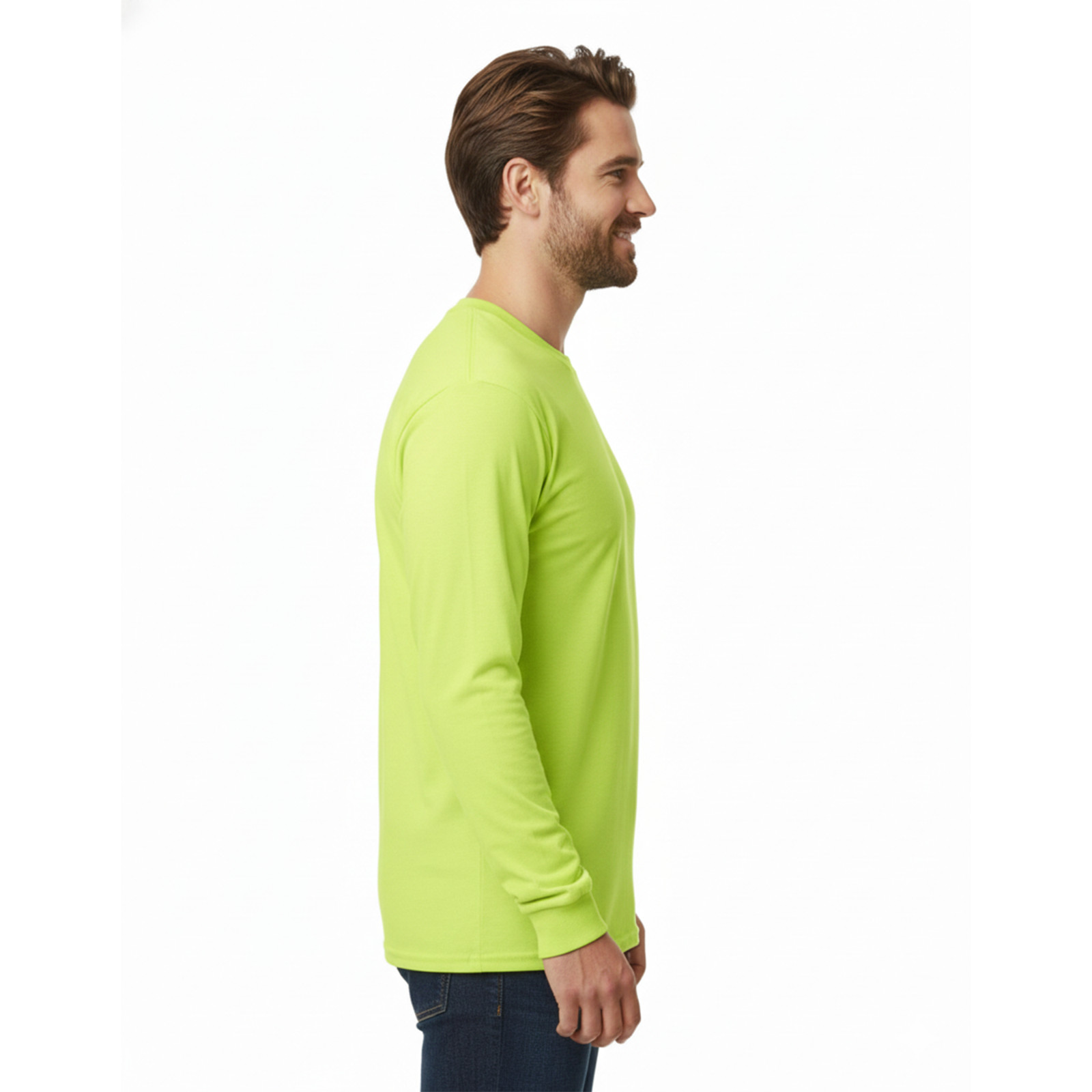 Gildan Mens Ultra Cotton Long Sleeve T-Shirt 2400 Safety Green Hi-Vis S-5XL gallery