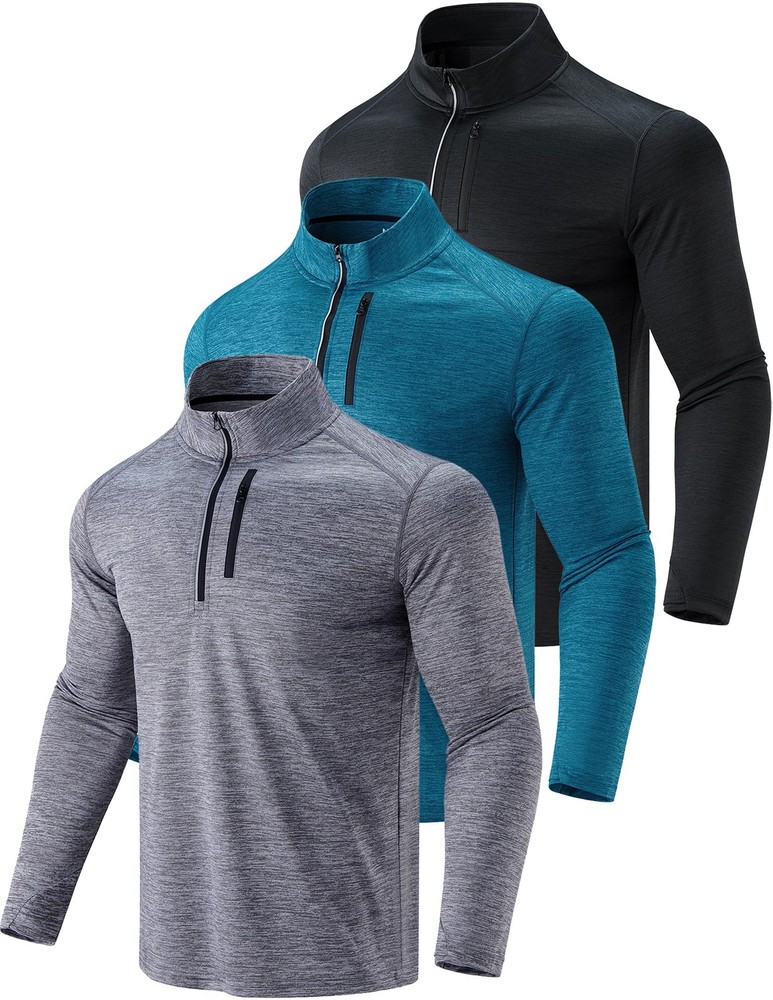 3-Pack Men’s Quarter-Zip Pullover – Lightweight Long Sleeve Athletic Jackets,…