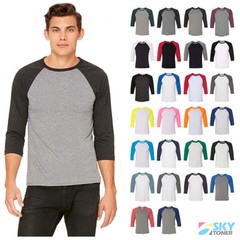 Bella Canvas TriBlend Raglan 3/4 Sleeve Baseball Soft Blend Jersey T-Shirt 3200