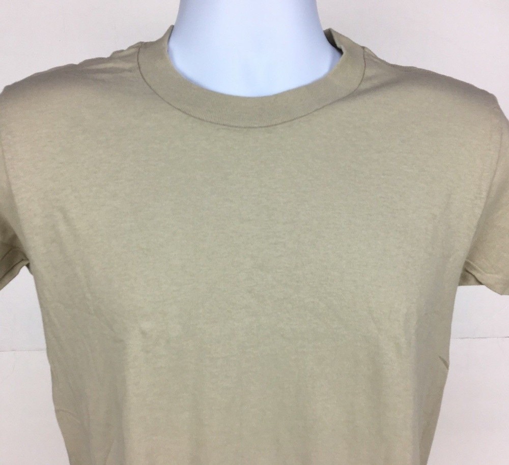 Vintage 90s CAC Shirt Mens Small Solid Tan Gray 100% Combed Cotton Blank USA