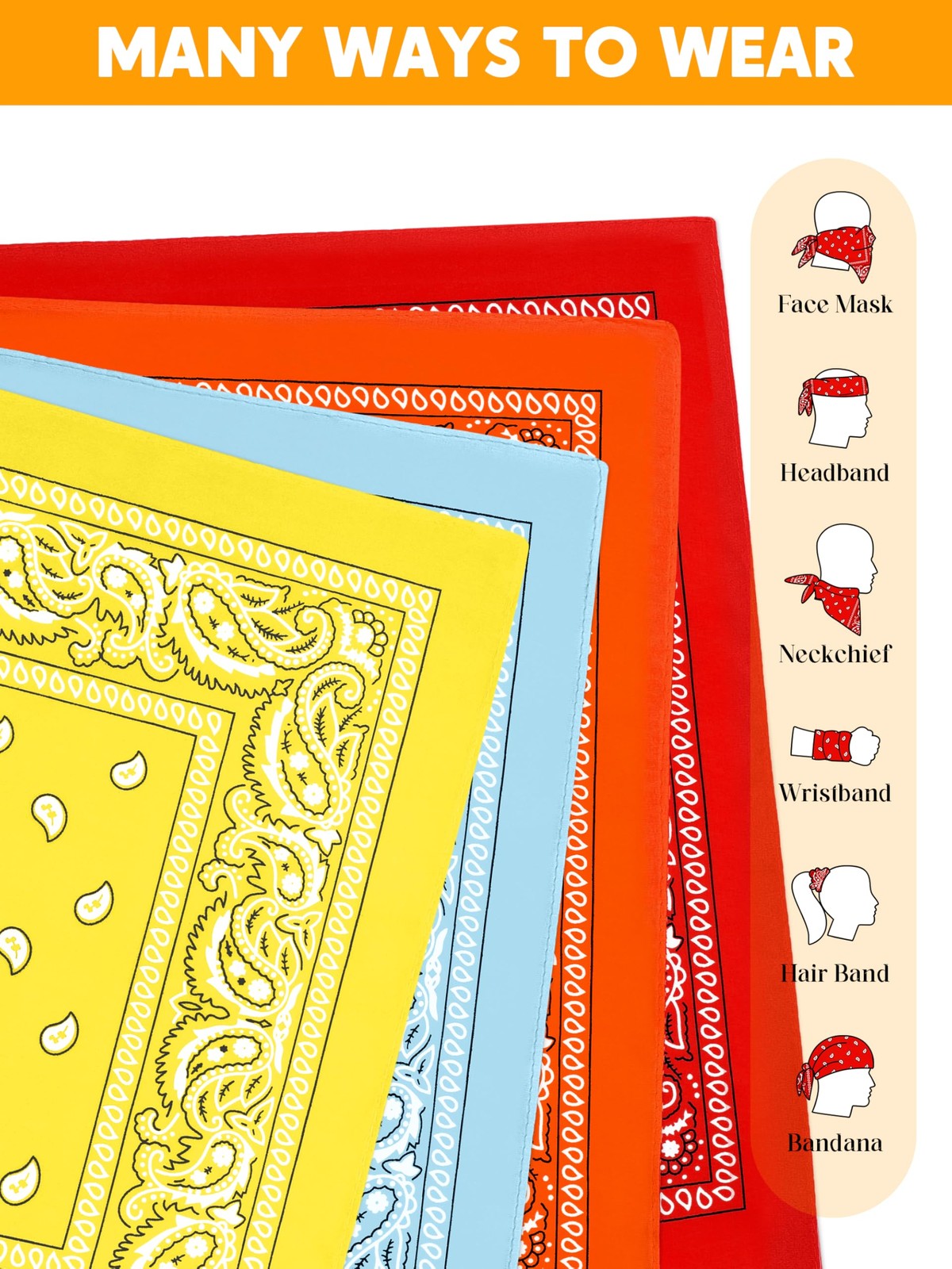 12 Pack Novelty Bandanas Paisley Print Cowboy Bandana Handkerchiefs, Assorted... gallery
