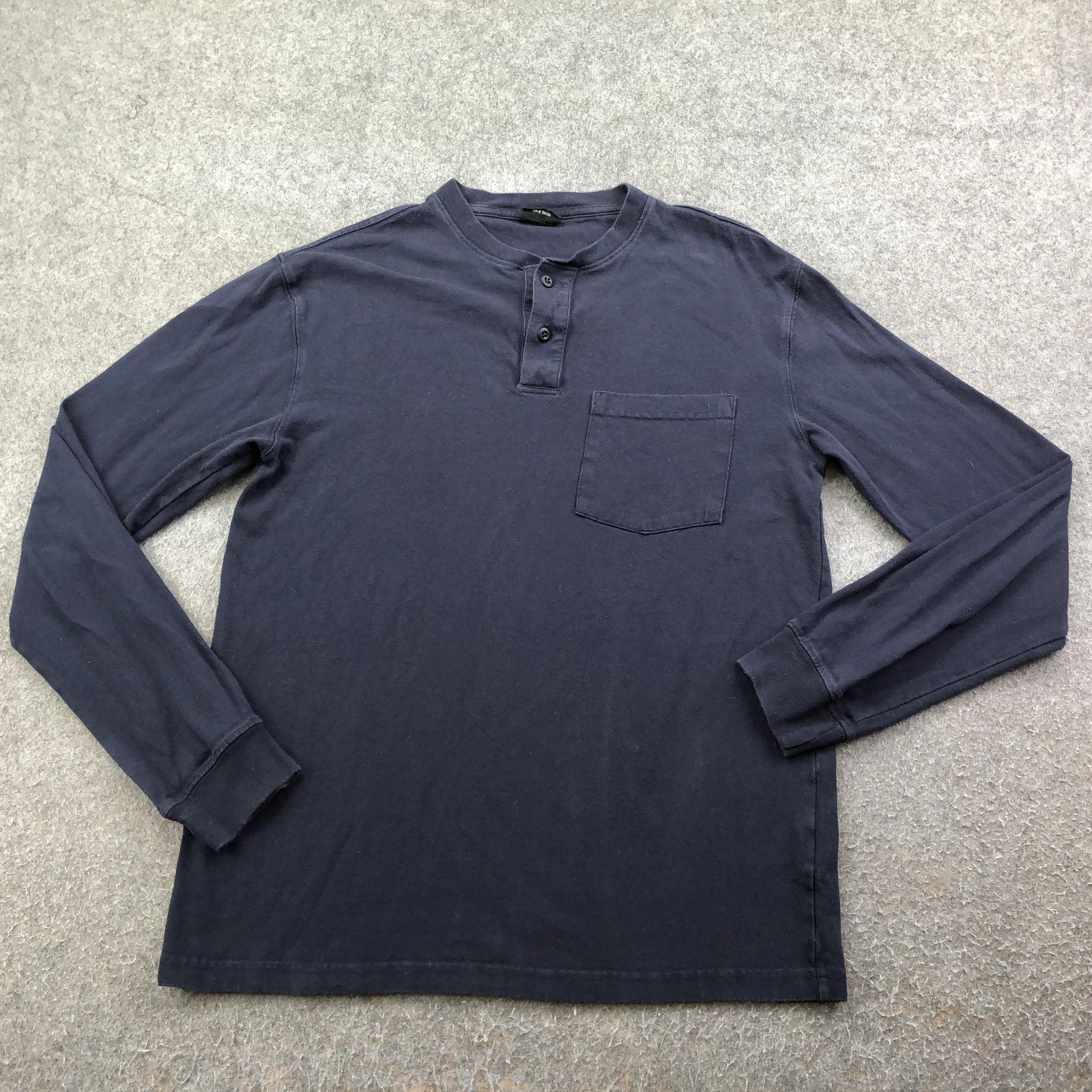 Filson Shirt Mens Small Blue Henley Long Sleeve Pocket Button Made In USA