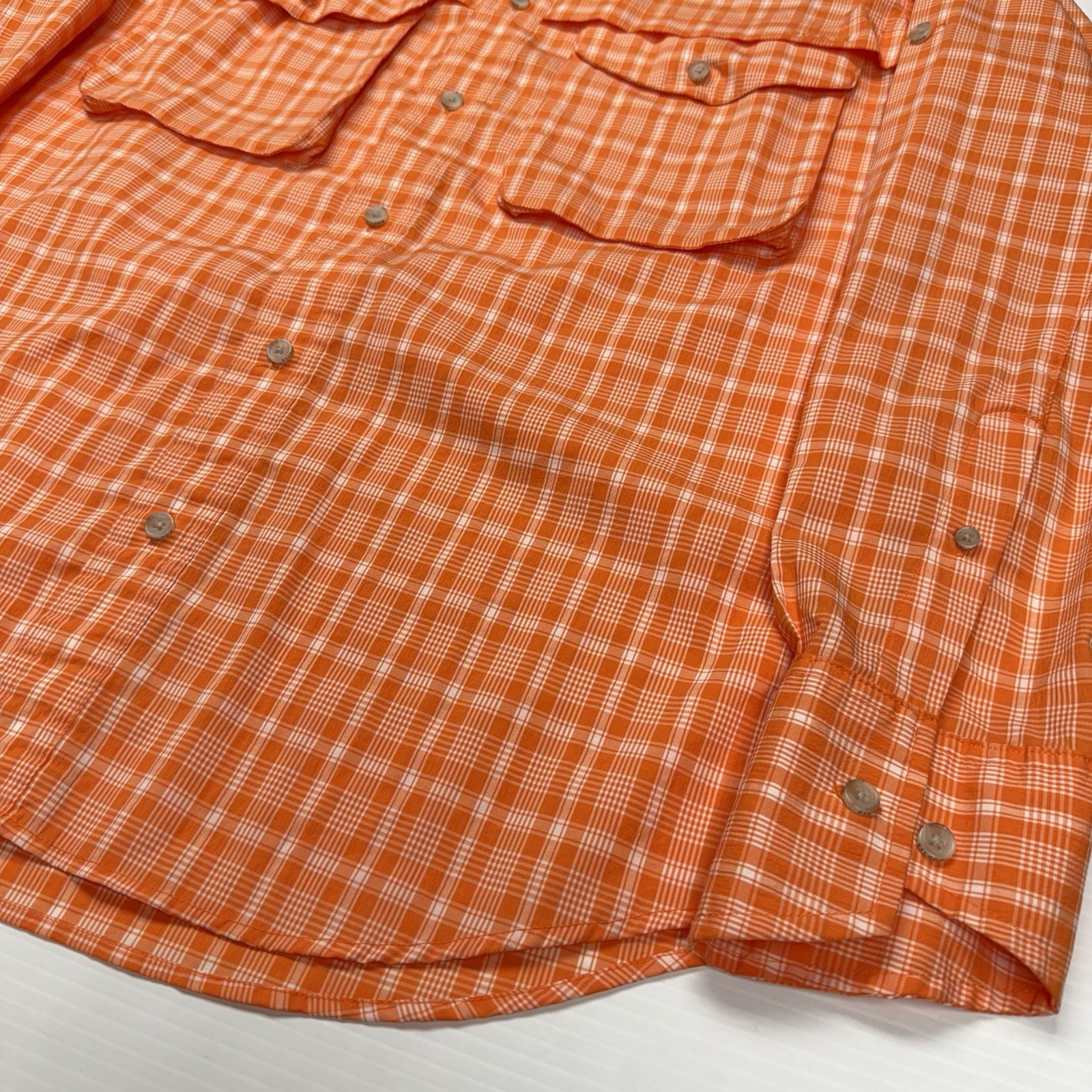 Filson Nylon Blend Ventilated Button Up Mens Long Sleeve Fishing Shirt L Orange gallery