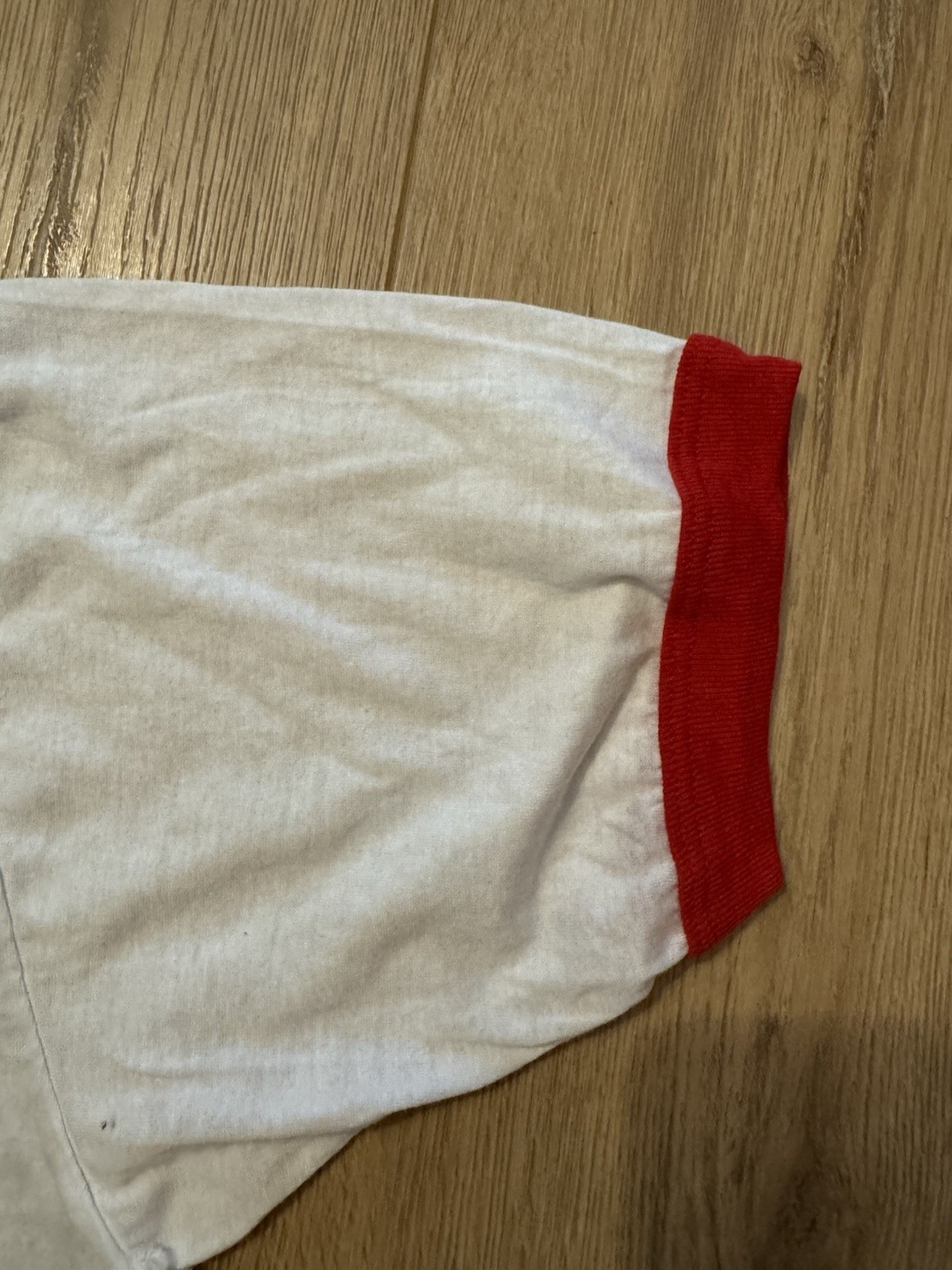 Vintage 80s Single Stitch Ringer T Shirt White Red NEW/OLD Stock Single Stitch gallery