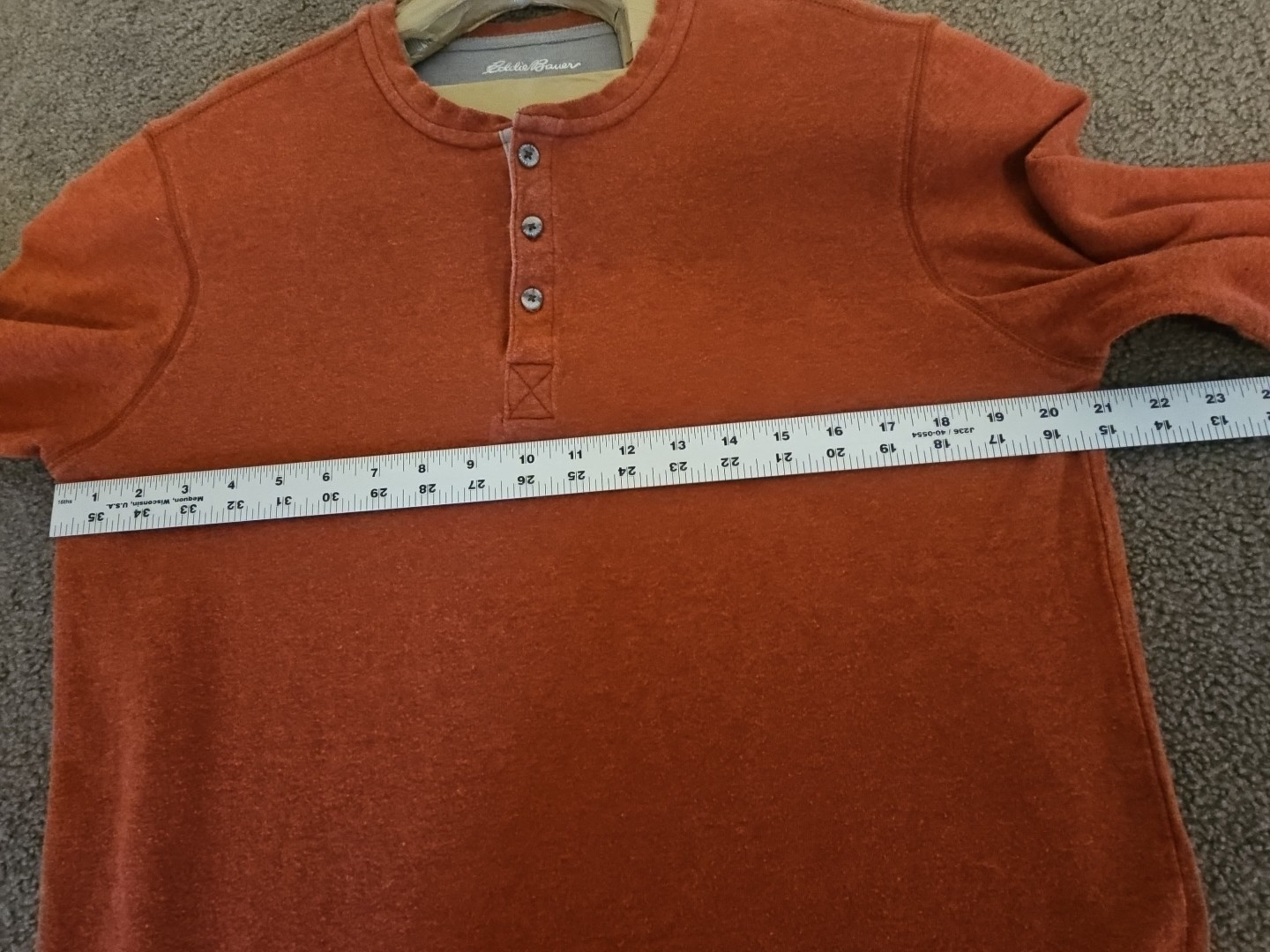 Eddie Bauer Mens Large Henley orange Ultrasoft long Sleeve pull on gallery