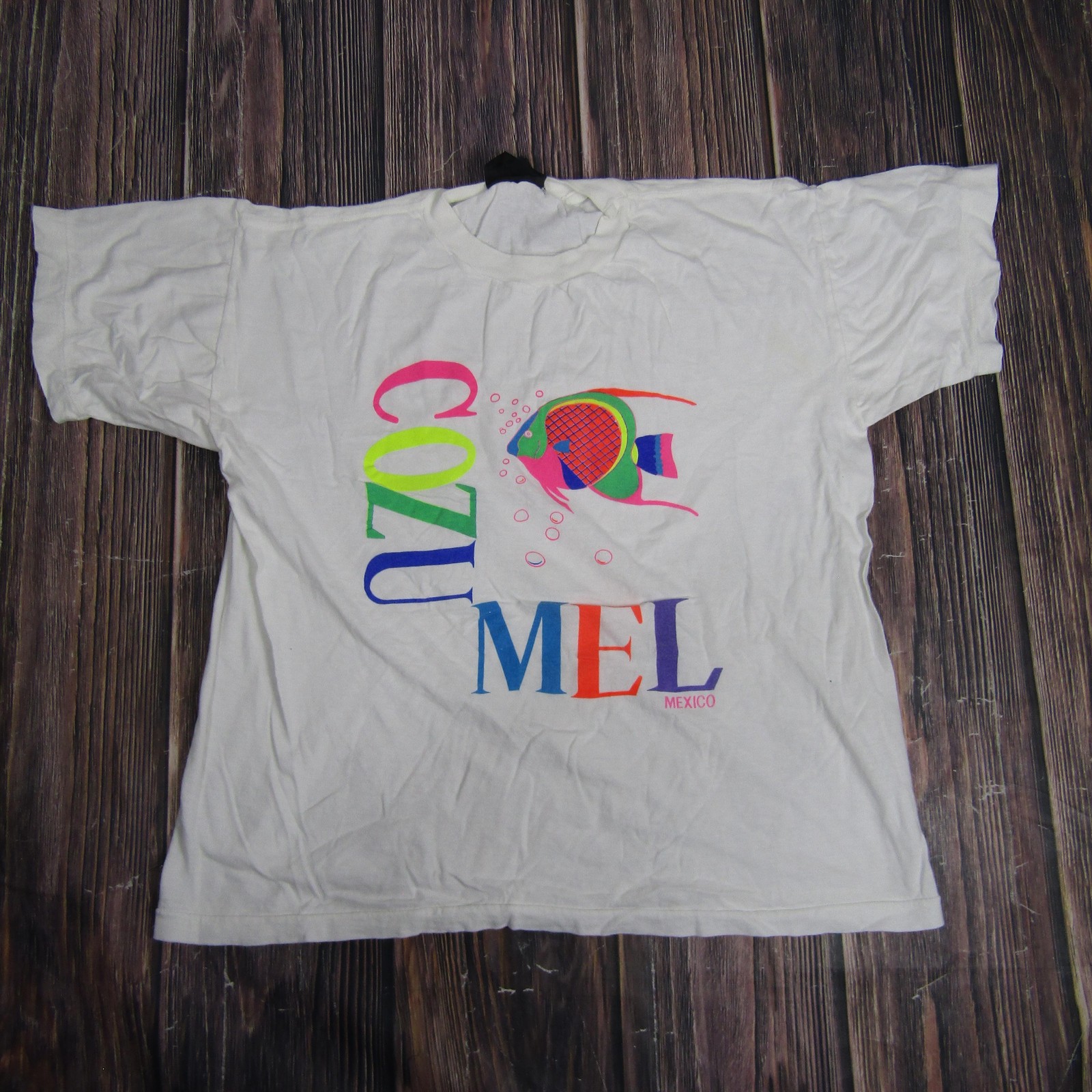 Vintage Cozumel Mexico Shirt Mens Large Neon Fish Graphic Single Stitch 90s gallery
