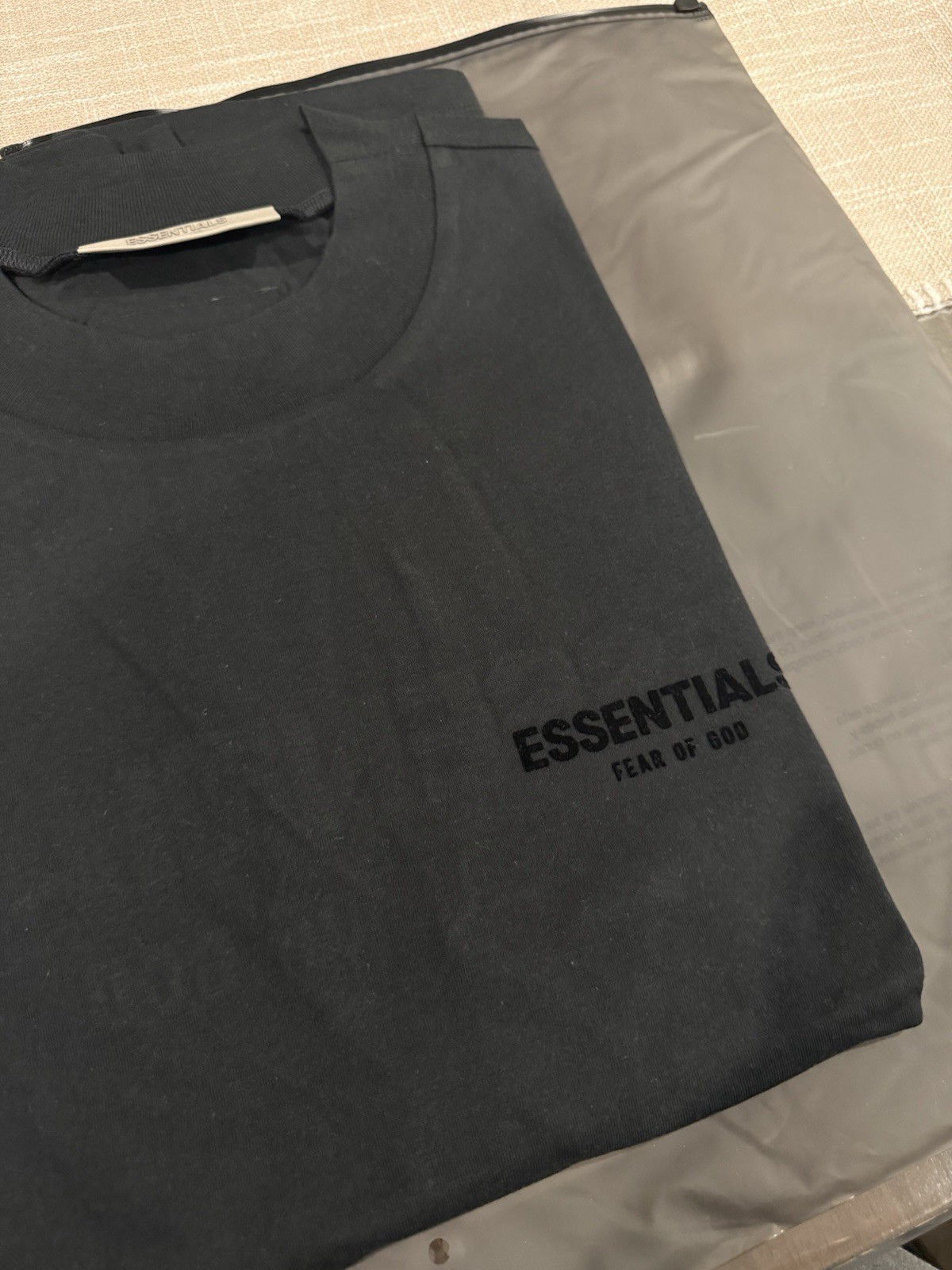 Fear of God Essentials Men’s M Black Crew Neck Short Sleeve Logo Tee gallery
