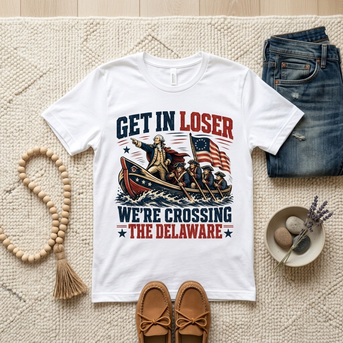 Get In Loser We're Crossing The Delaware Shirt, Funny George Washington T-Shirt gallery