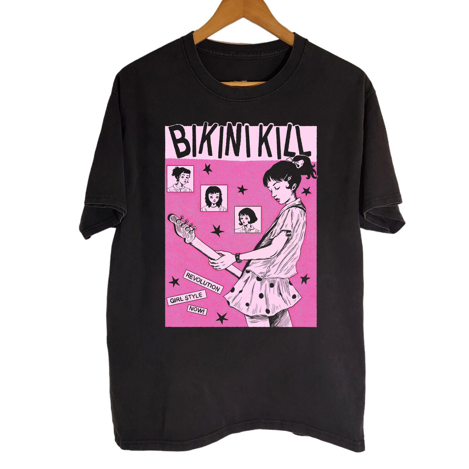 RARE! Bikini Kill Black Cotton Shirt Full size S-5XL BS1764 gallery