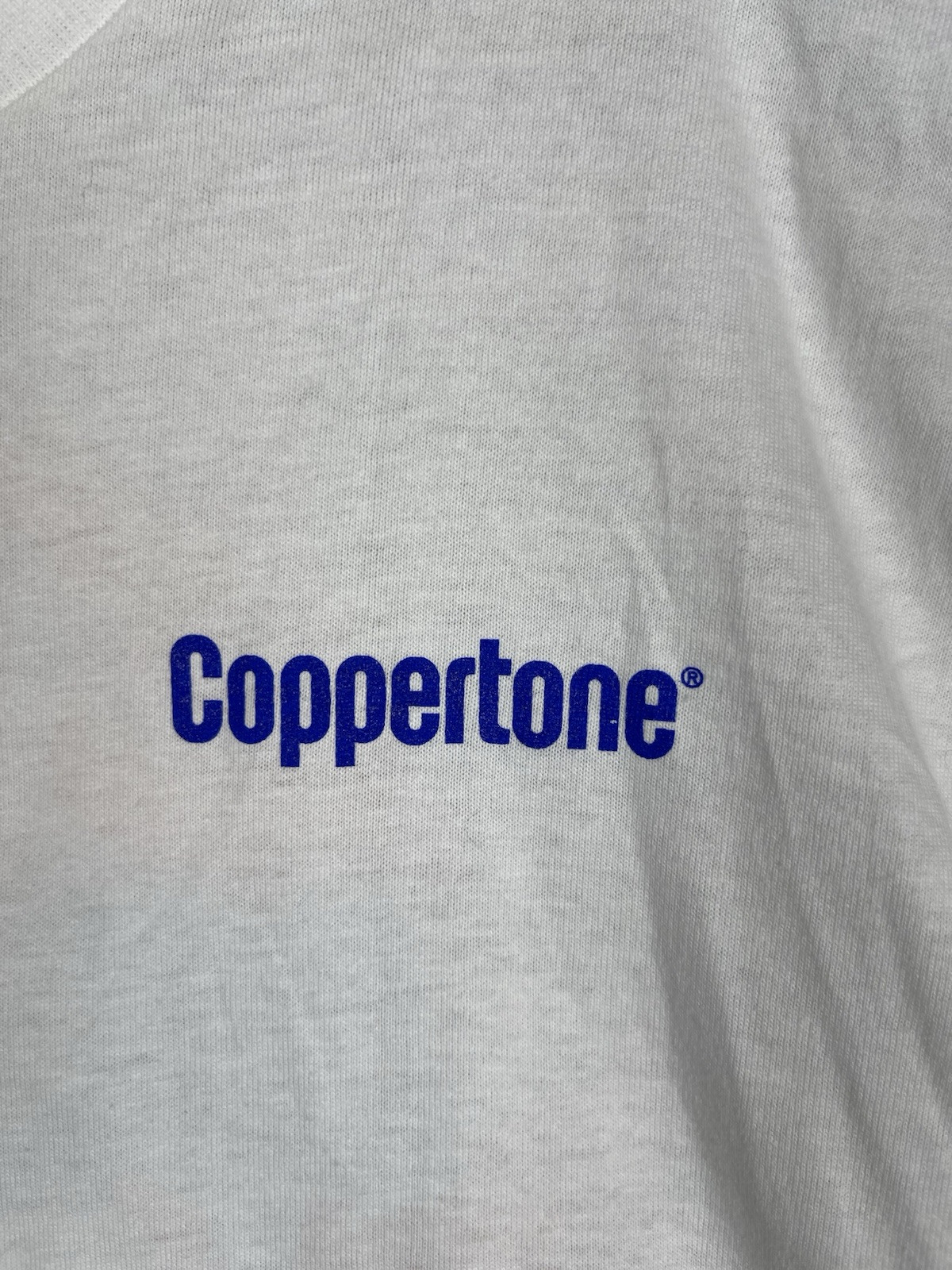 Vintage Coppertone T-Shirt Unisex Large White Sunscreen Ad Fun in the Sun Heavy gallery
