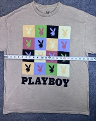 Playboy Bunny’s Pop Art Checkered Print Graphic Printed Tee Shirt XL Retro