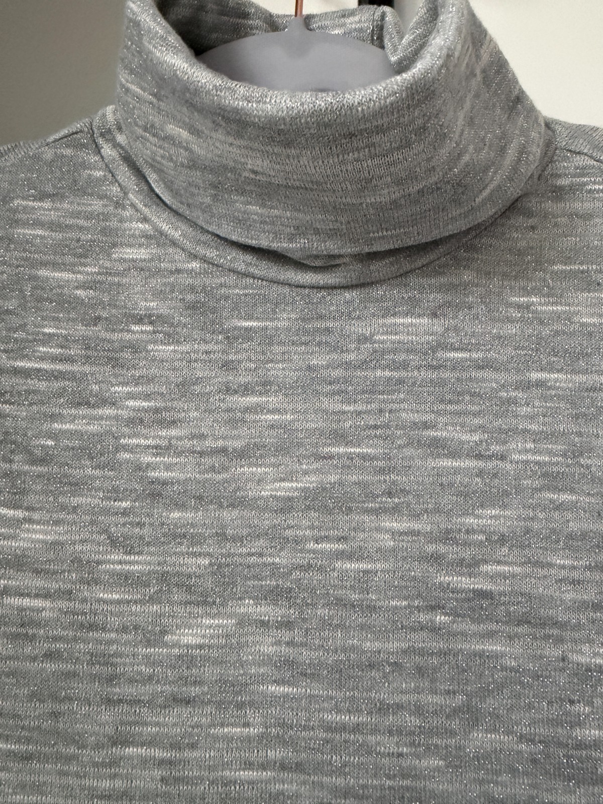 Light Grey Ribbed Turtleneck Sweater Stretch Knit Pullover Long Sleeve Women’s gallery