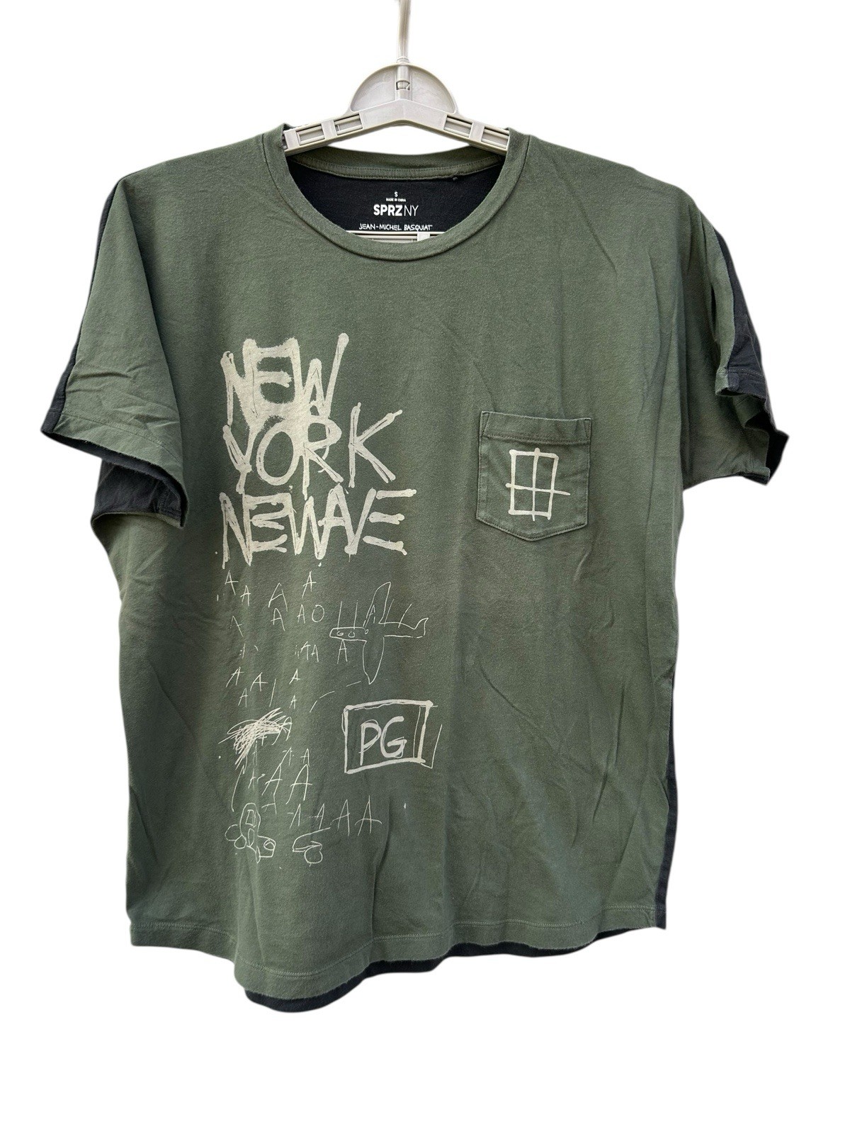 SPRZ NY X Uniqlo Jean Michael Basquiat Graphic T Shirt Men's Small Olive Gray gallery