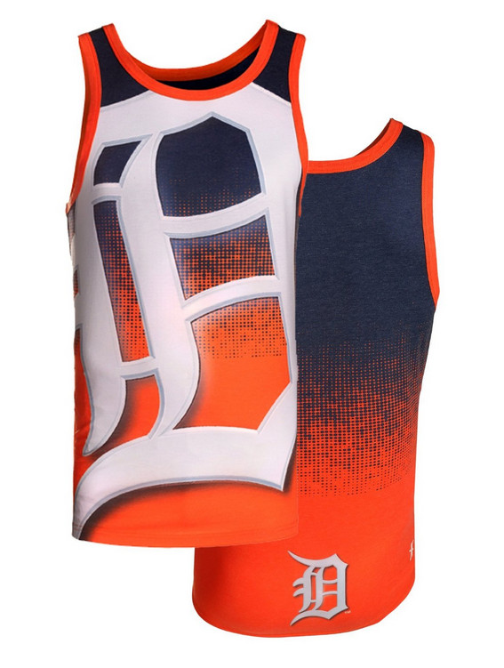 MLB Men’s Detroit Tigers Big Logo Tank Top Shirt, Navy/Orange