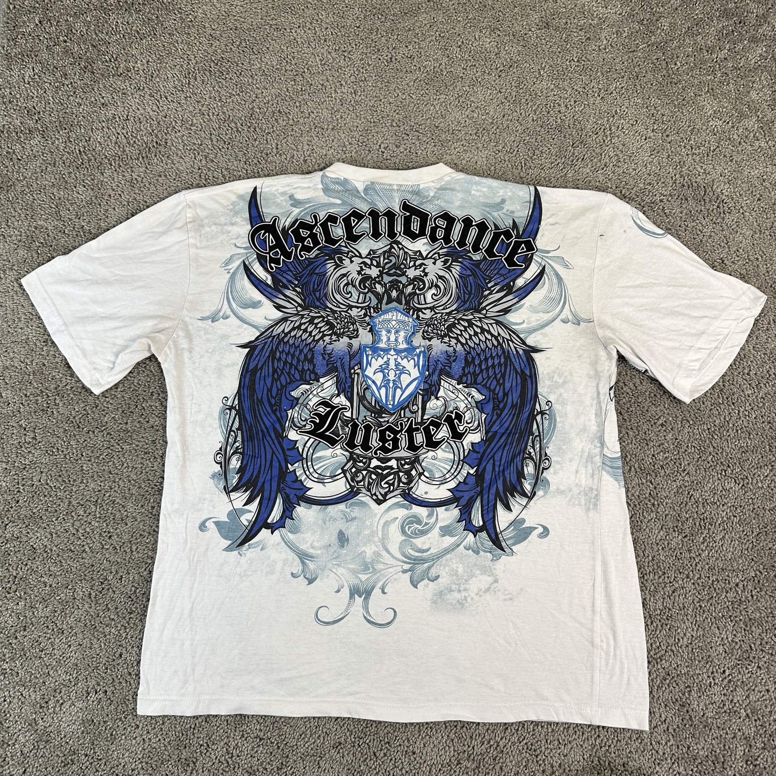 DWNTWN Express Shirt Mens Large White Blue Graphic Ascendance Luster Tattoo Tee gallery