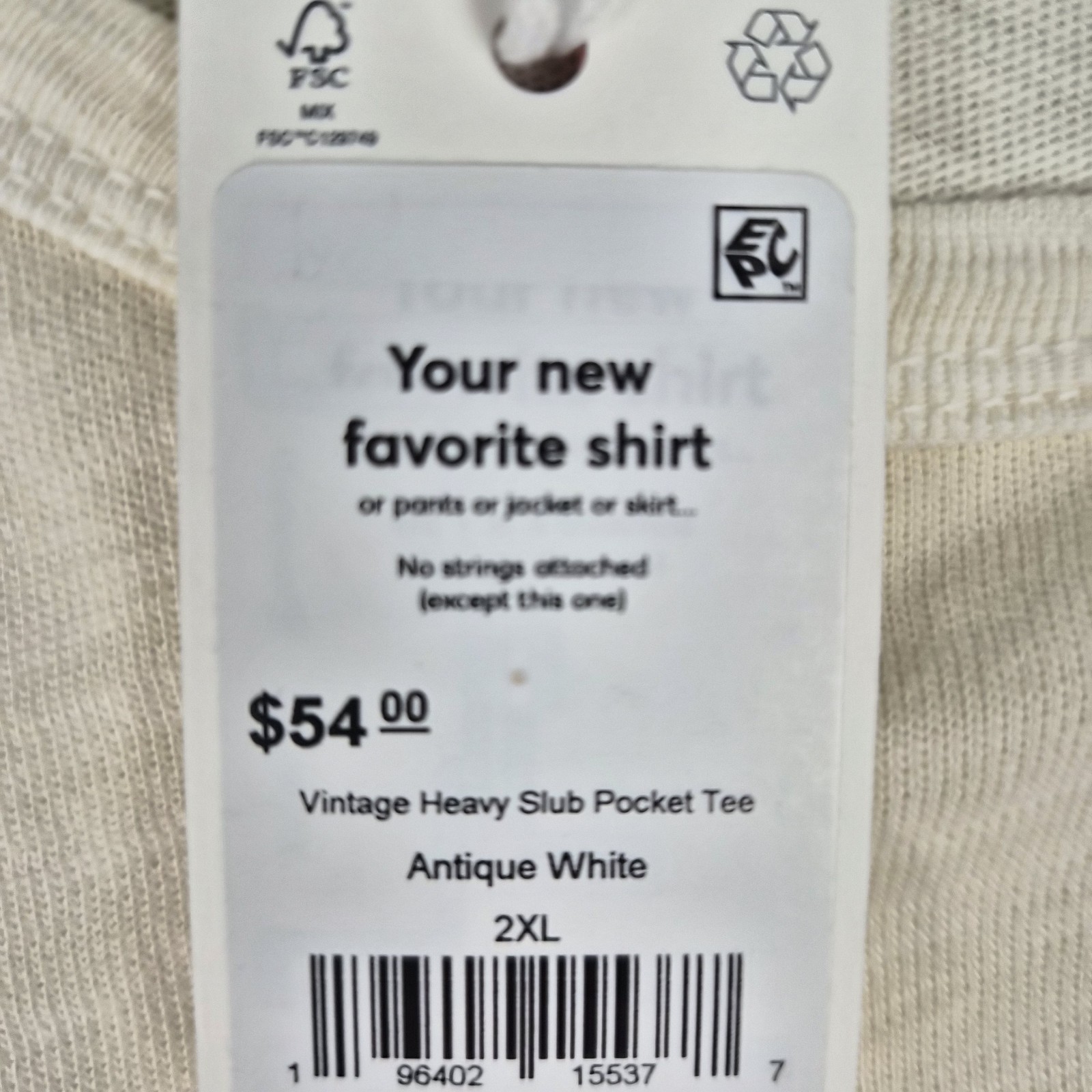 Marine Layer Tee Mens XXL Vintage Heavy Slub Pocket Antique Cream Short Sleeve gallery
