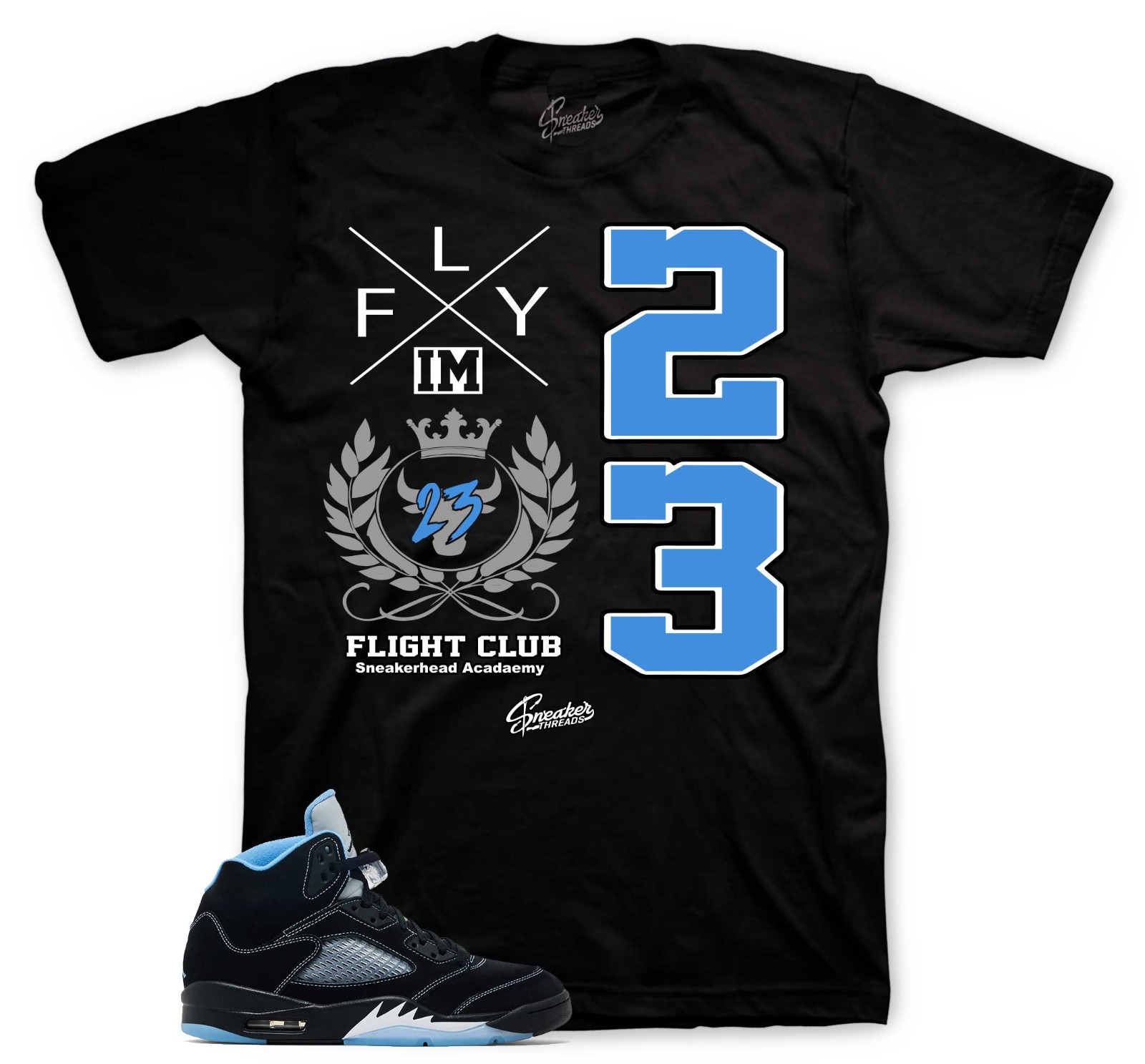 T-Shirt To Match Jordan 5 Black Carolina Shoes - Flight Crest Tee gallery