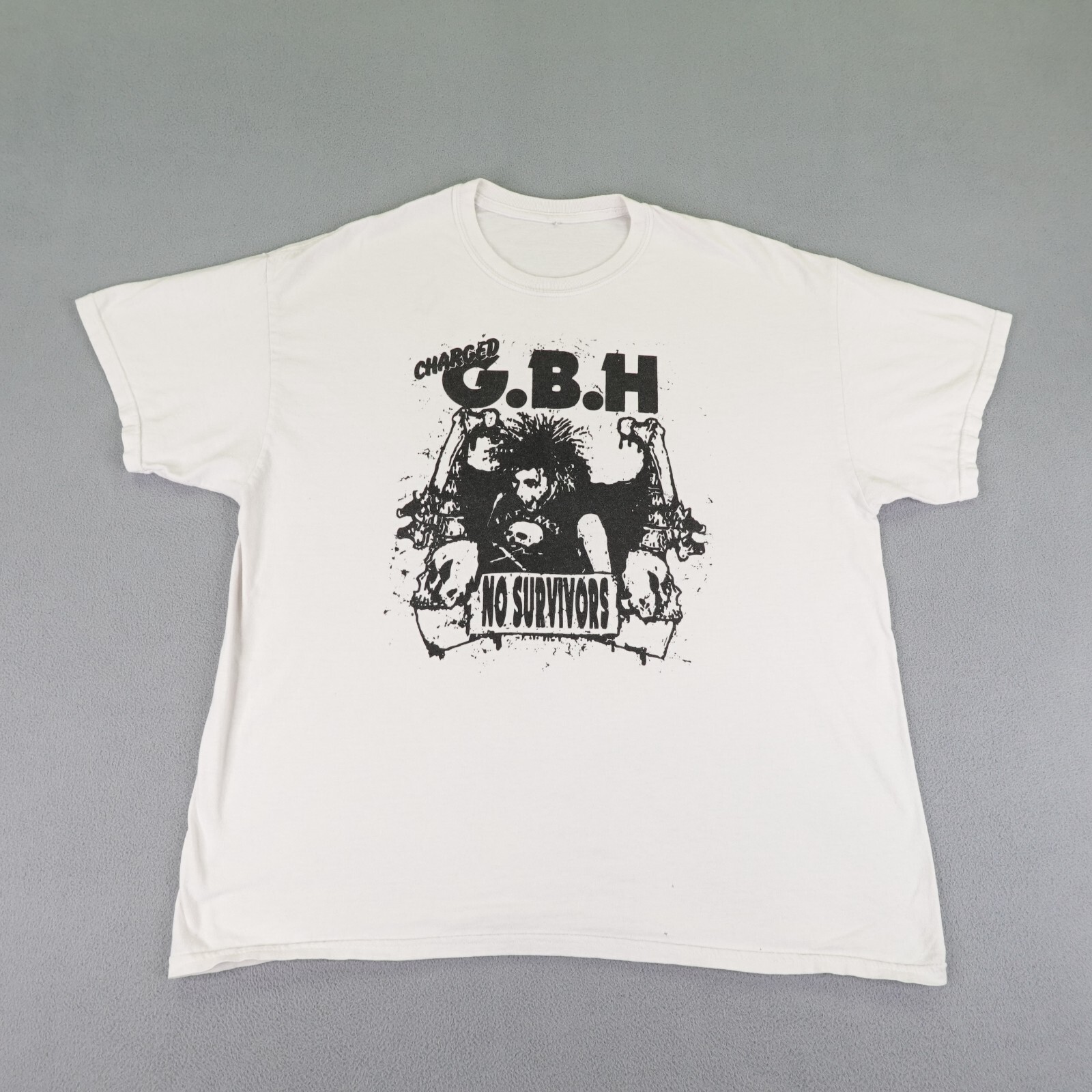 Vintage Charged GBH Shirt Mens Large White No Survivors Punk Rock Band Tee Y2K ^ gallery