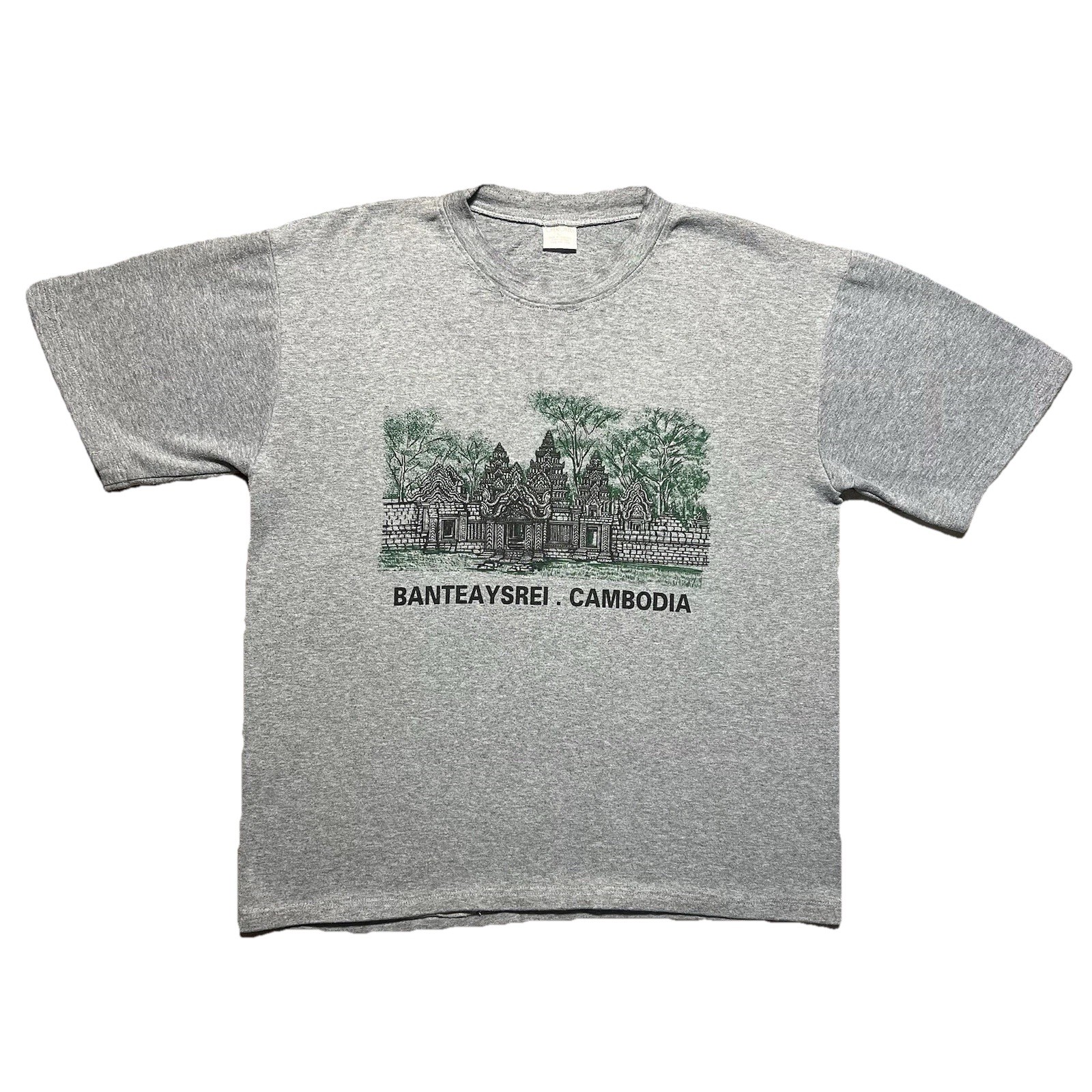 Vintage 90s Cherokee T Shirt L Gray Cambodia Temple Single Stitch Tourist Tee