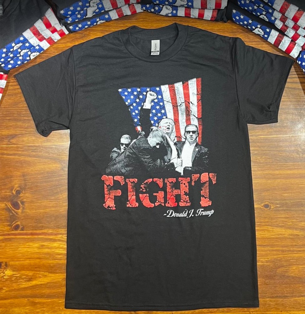 Screen Printed Graphic Unisex Shirt – FIGHT Donald Trump 2025 Fist Pump America