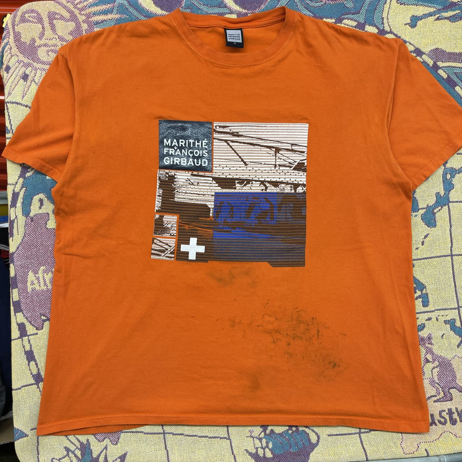Marithe Francois Girbaud Shirt Mens XL Orange Graphic Logo Streetwear Tee Top gallery