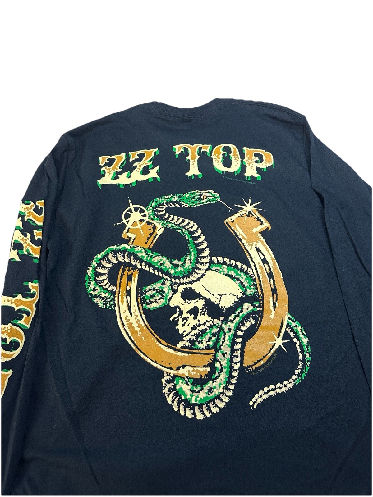 ZZ Top T-Shirt Medium Black Long Sleeve Rattlesnake Skull Elevation Tour 2025
