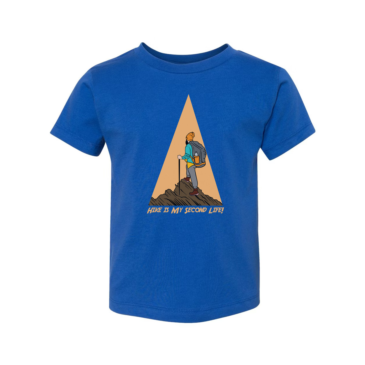 Unisex Hiking Graphic Tee With Trekking Figure And Triangular Mountain Design Pr gallery