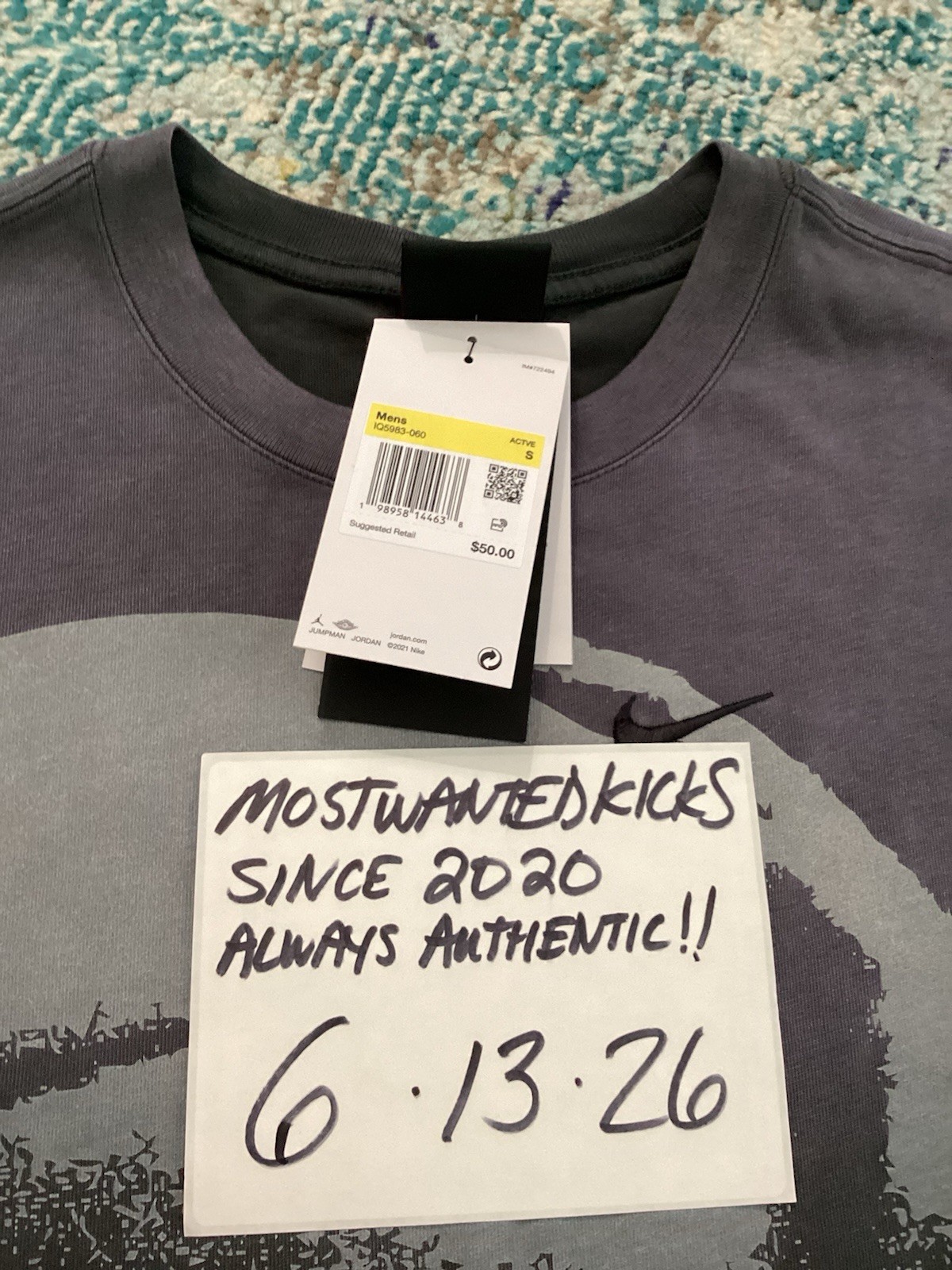 NWT Nike Air Jordan Shooting Graphic Anthracite Loose Fit T-Shirt Men’s Sz S gallery