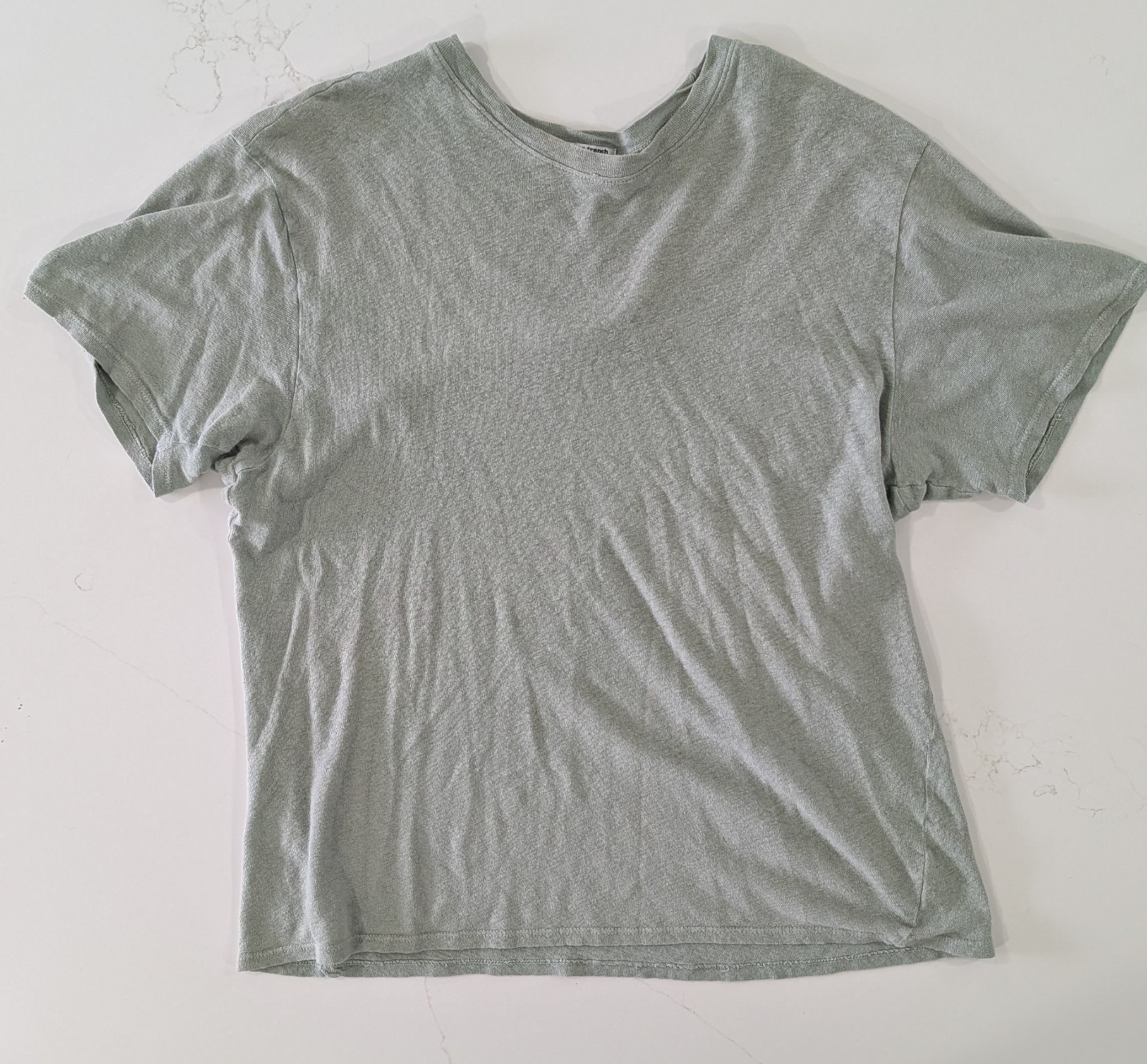 American Trench Sage Green Cotton Linen Tee Shirt Mens Small S Made in USA gallery