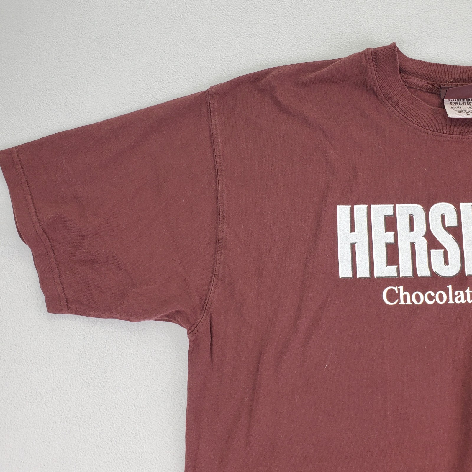 Hersheys Chocolate World Shirt Mens L Brown Metallic Silver Logo NWT NOS New gallery