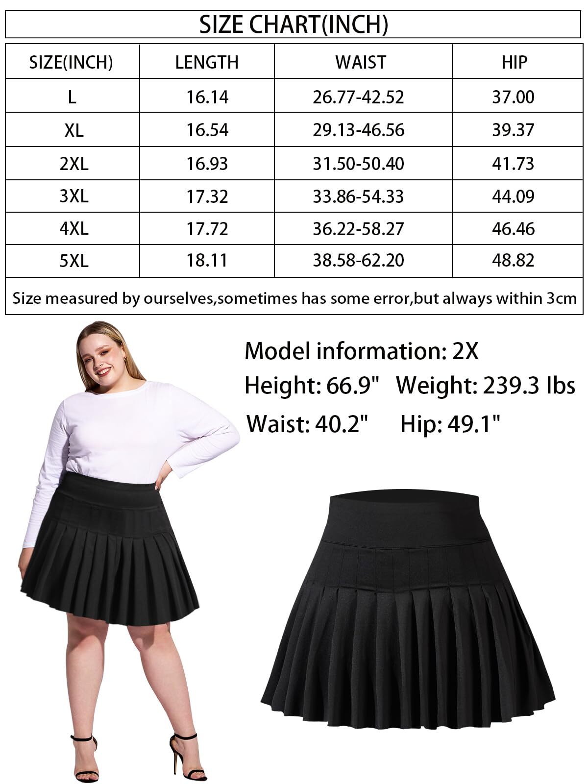 Women's Plus Size Pleated Mini Skirt- Girls High Waist Tennis Athletic Skirt ... gallery