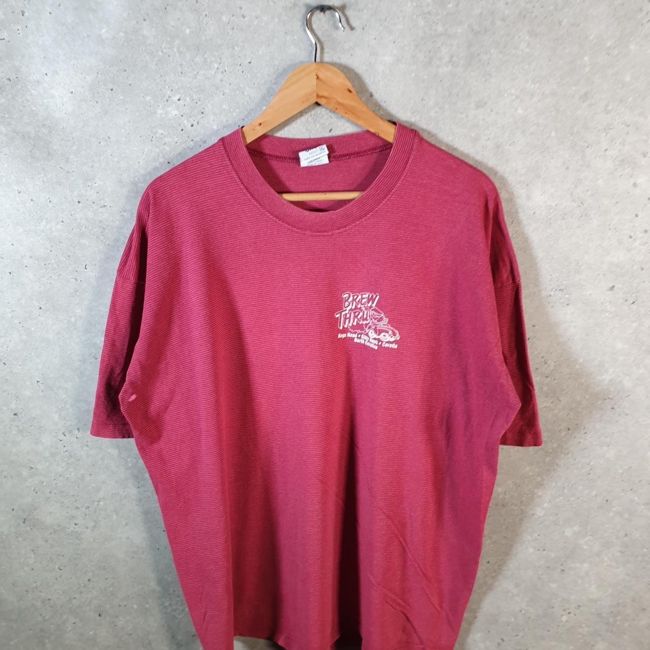 Vintage Cal Cru Brew Thru Graphic 90s USA Single Stitch T Shirt Mens XL Pink