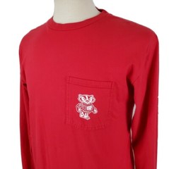 Wisconsin Badgers Long Sleeve Pocket T-Shirt Adult Medium Red Logo, Bucky Big 10