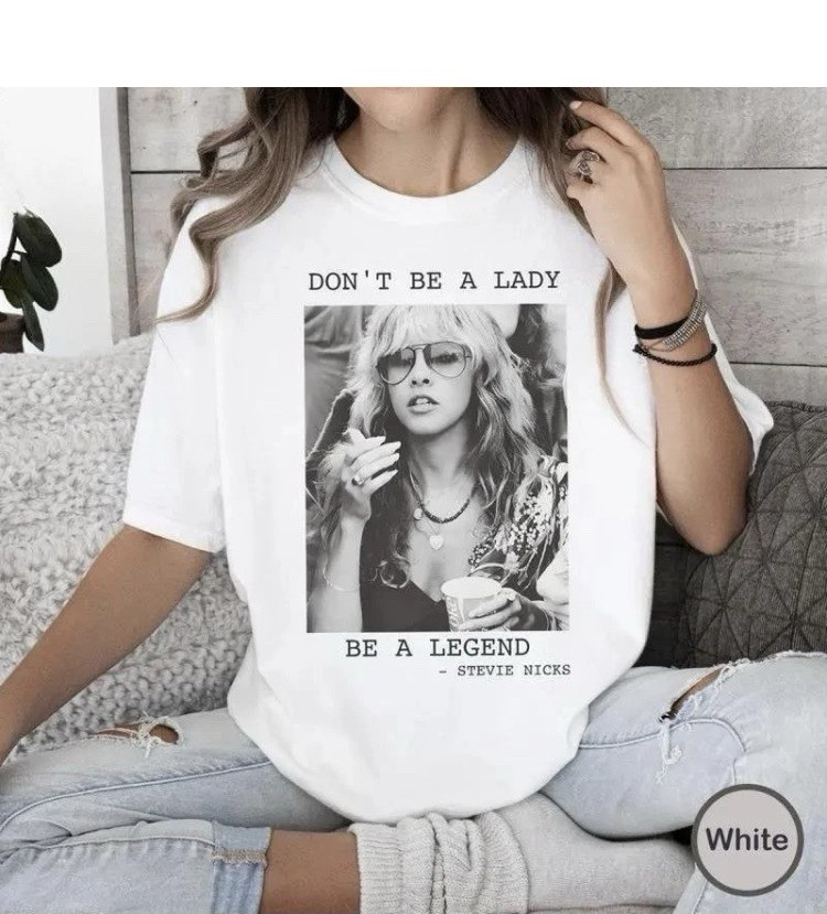 White "Don't Be a Lady Be a Legend" Graphic Print Crew Neck Short Sleeve T-Shirt gallery
