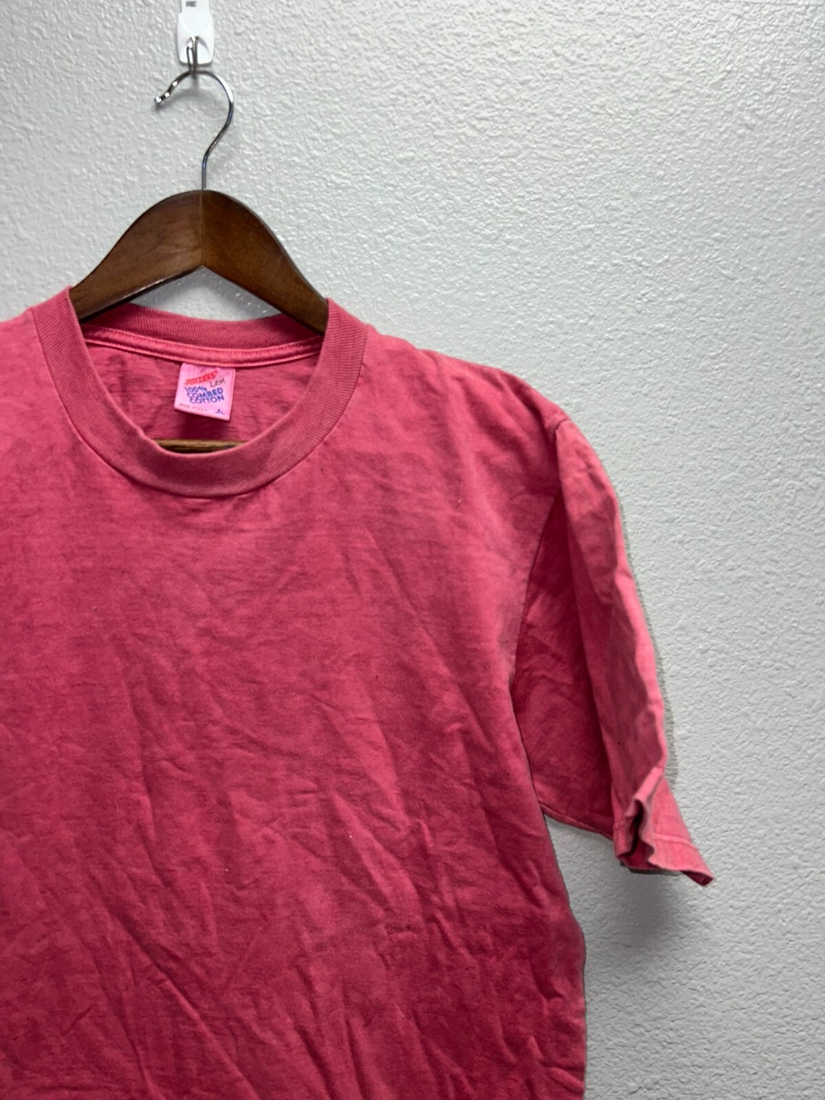 Vintage Jerzees Blank Shirt Red 100% Combed Cotton USA Made Tee Medium gallery