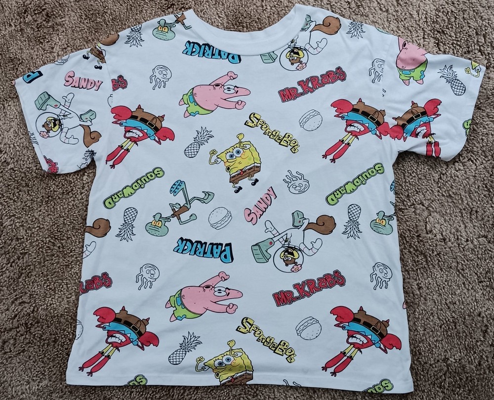 Nickelodeon Men’s Large Double-Sided SpongeBob Square Pants T-Shirt
