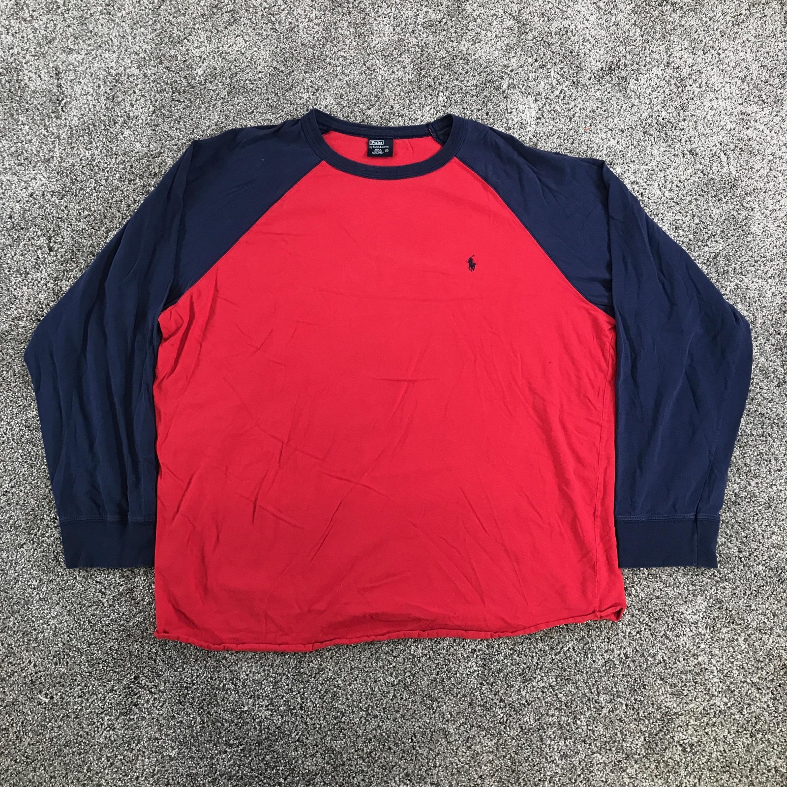 Vintage Polo By Ralph Lauren T Shirt Mens 2XL Red Navy Raglan Long Sleeve Tee gallery
