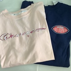 CHAMPION CLASSIC TEE (peach) AND CLASSIC LONG SLEEVE (blue) MEDIUM SET NEW *sale