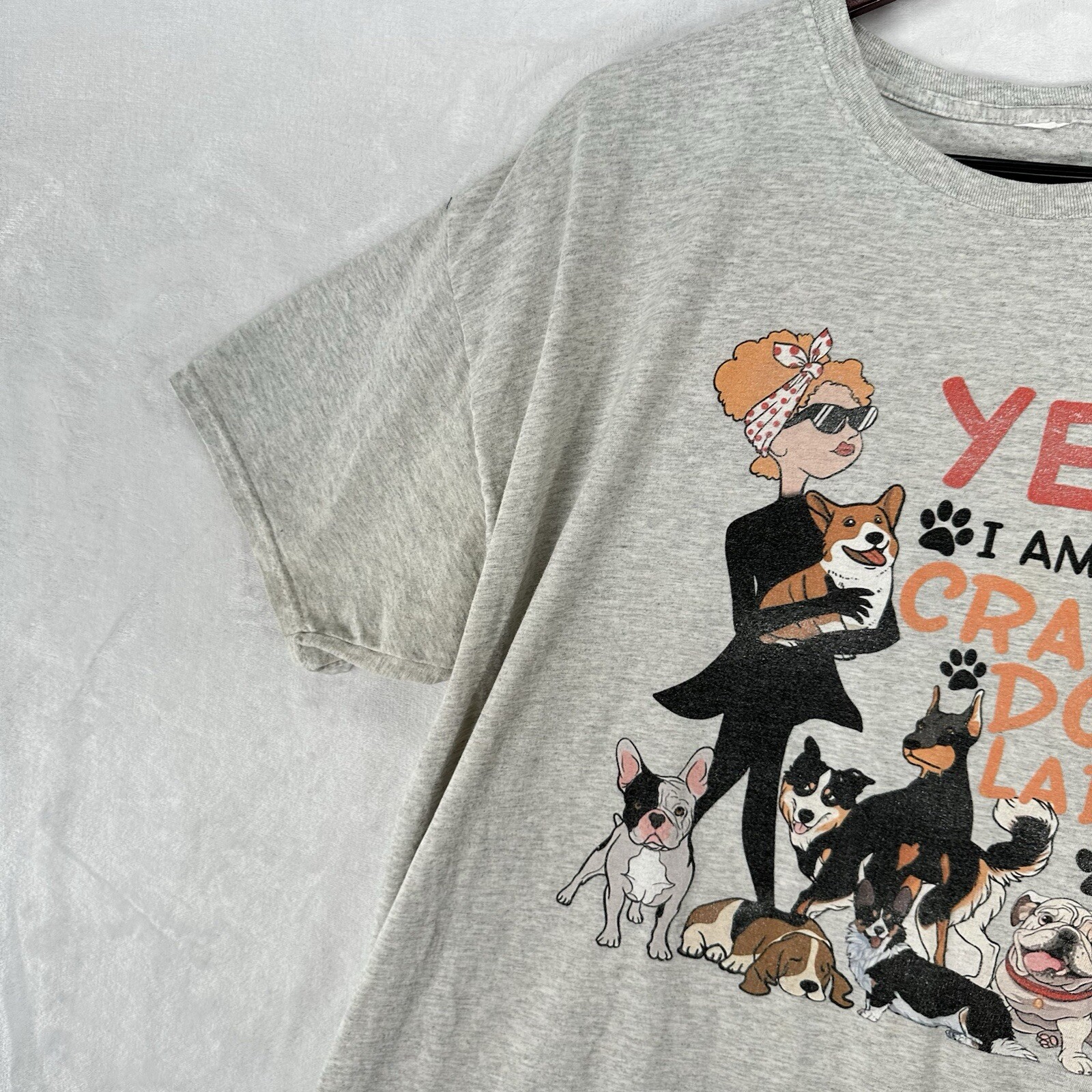 Vintage Crazy Dog Lady Shirt Mens XL Gray 90s Y2K Funny Unisex Animal gallery