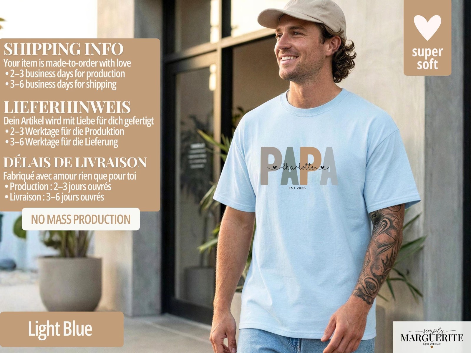 Personalized Papa Shirt Custom Name EST Year Dad T-Shirt Father’s Day Gift S-5XL gallery