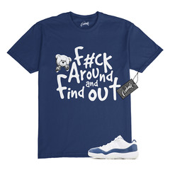 11 Diffused Blue Midnight Navy Football Grey White T Shirt to Match FCK Jordan