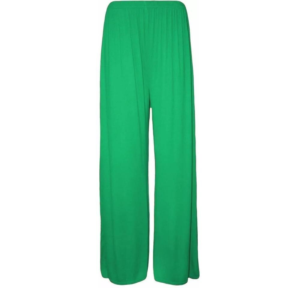 Ladies Palazzo Wide Leg Flared Elasticated Stretch Plain Trousers Womens Wide gallery