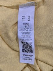 Asos Collusion Long Sleeve Graphic Print ‘Error’ T-Shirt Yellow Cotton Men’s XS