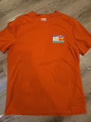 Tommy Hilfiger T-Shirt Mens Large Orange Tommy Jeans Graphic Print Short Sleeve