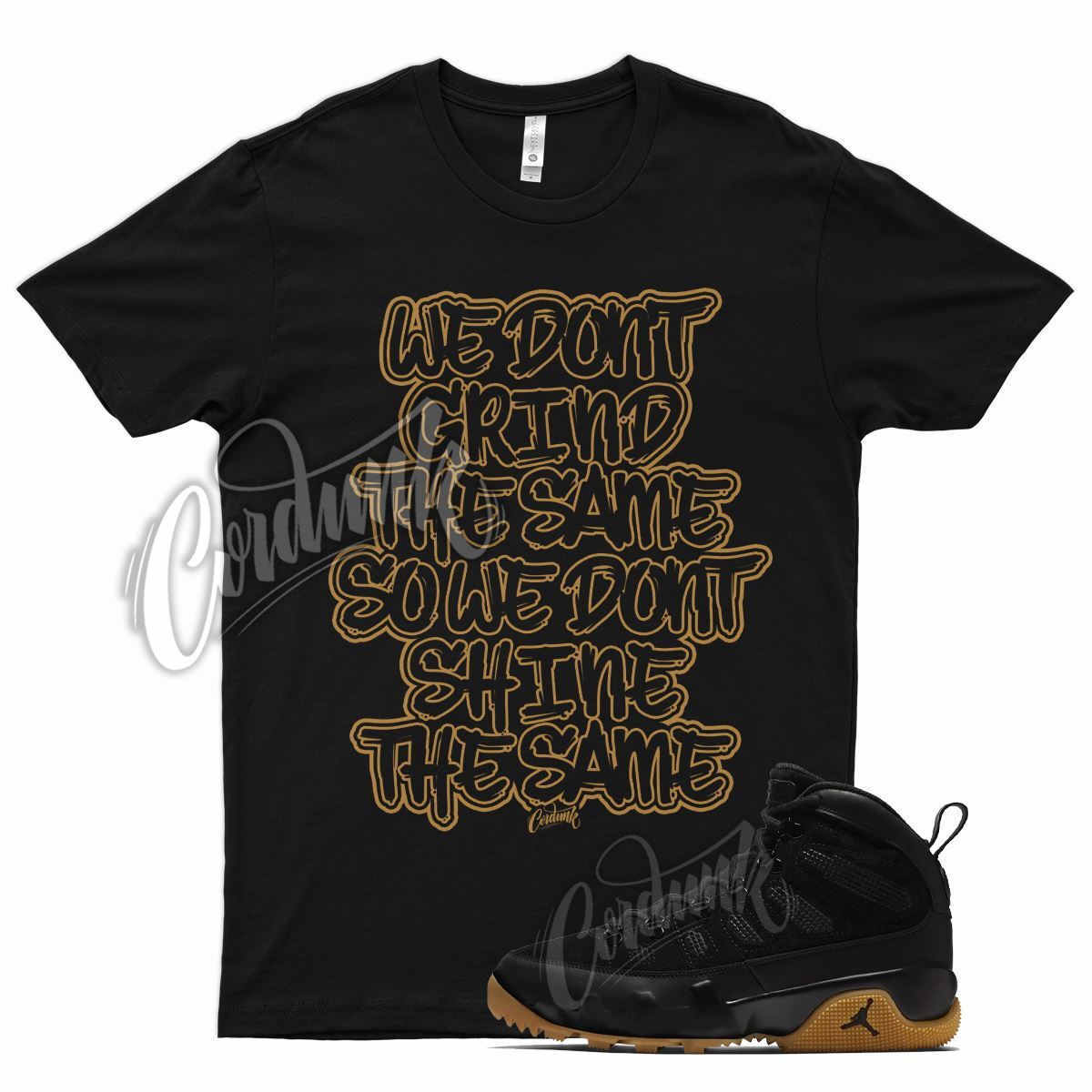 Black GRIND T Shirt for Air J1 9 Boot NRG Light Gum Tan Natural Brown Nine