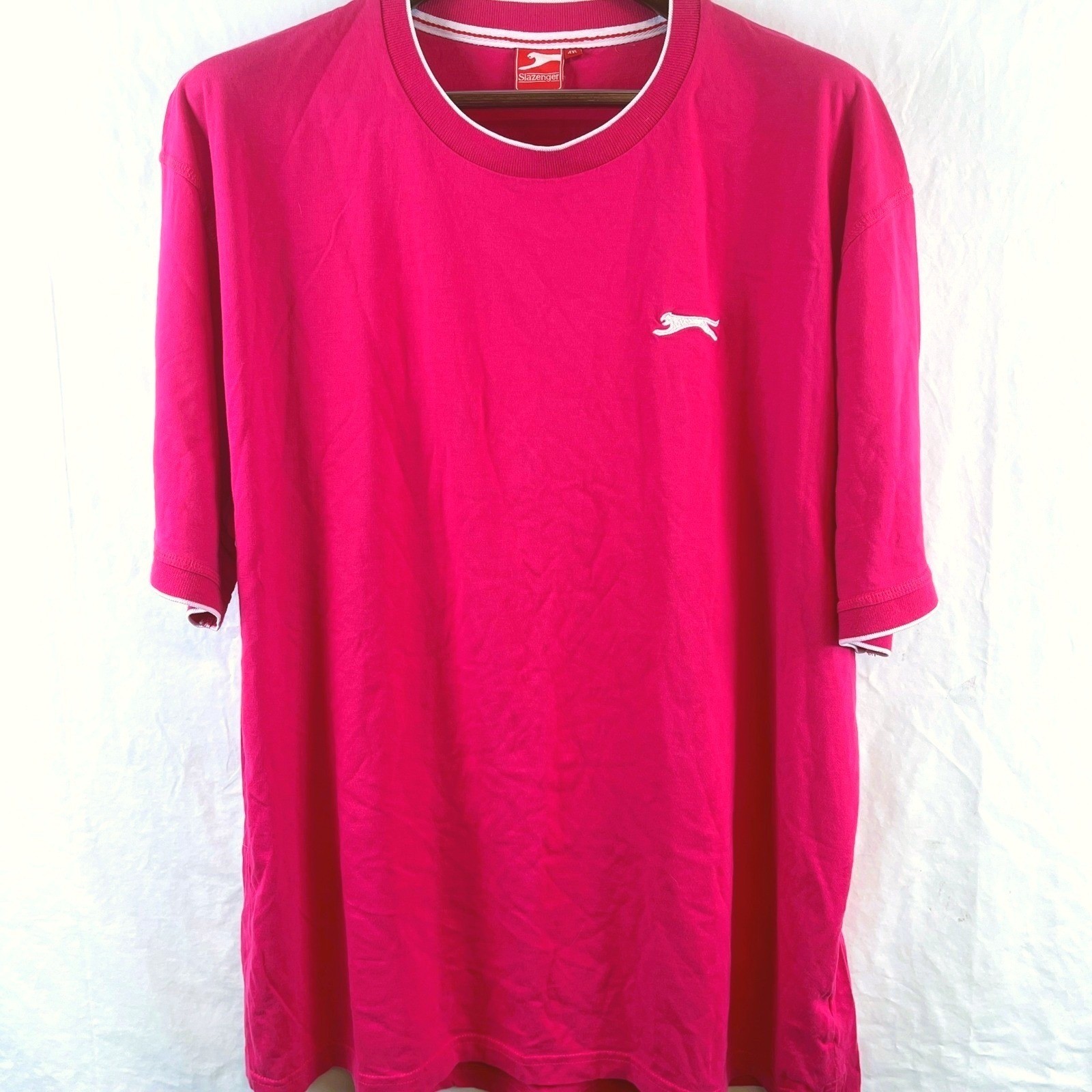 Slazenger Mens 4XL T Shirt Pink Short Sleeve Logo Big Tall Casual Tee Golf gallery
